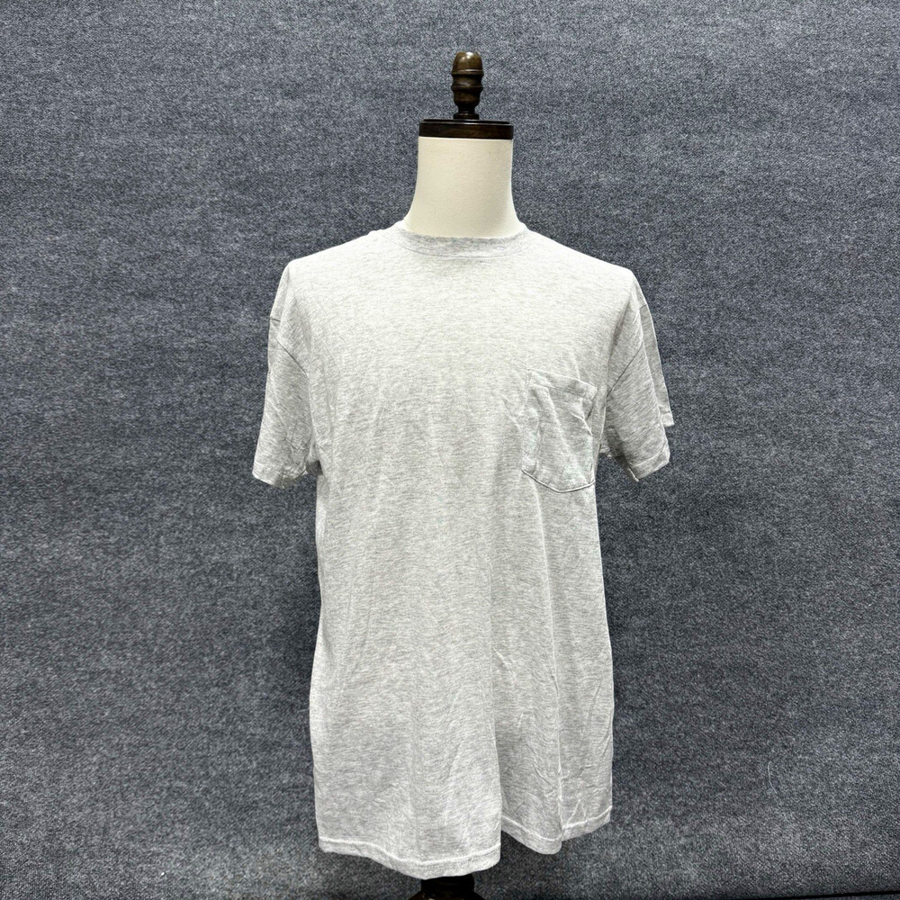 Vintage Roebucks Sears Pocket T-Shirt Mens Large Gray Made in USA Single Stitch